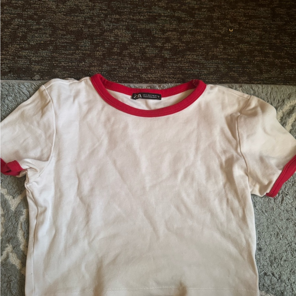 ZARA white and red baby tee